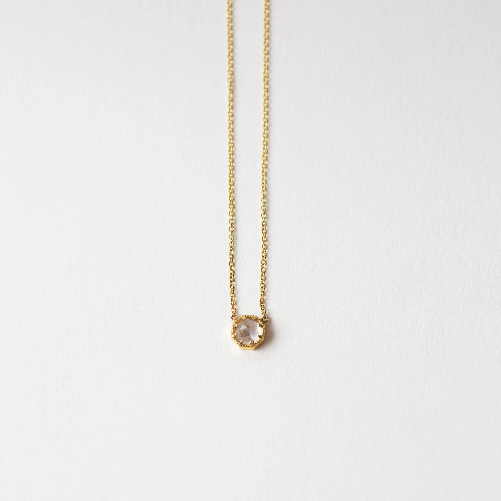 Crown Bezel Moonstone Necklace