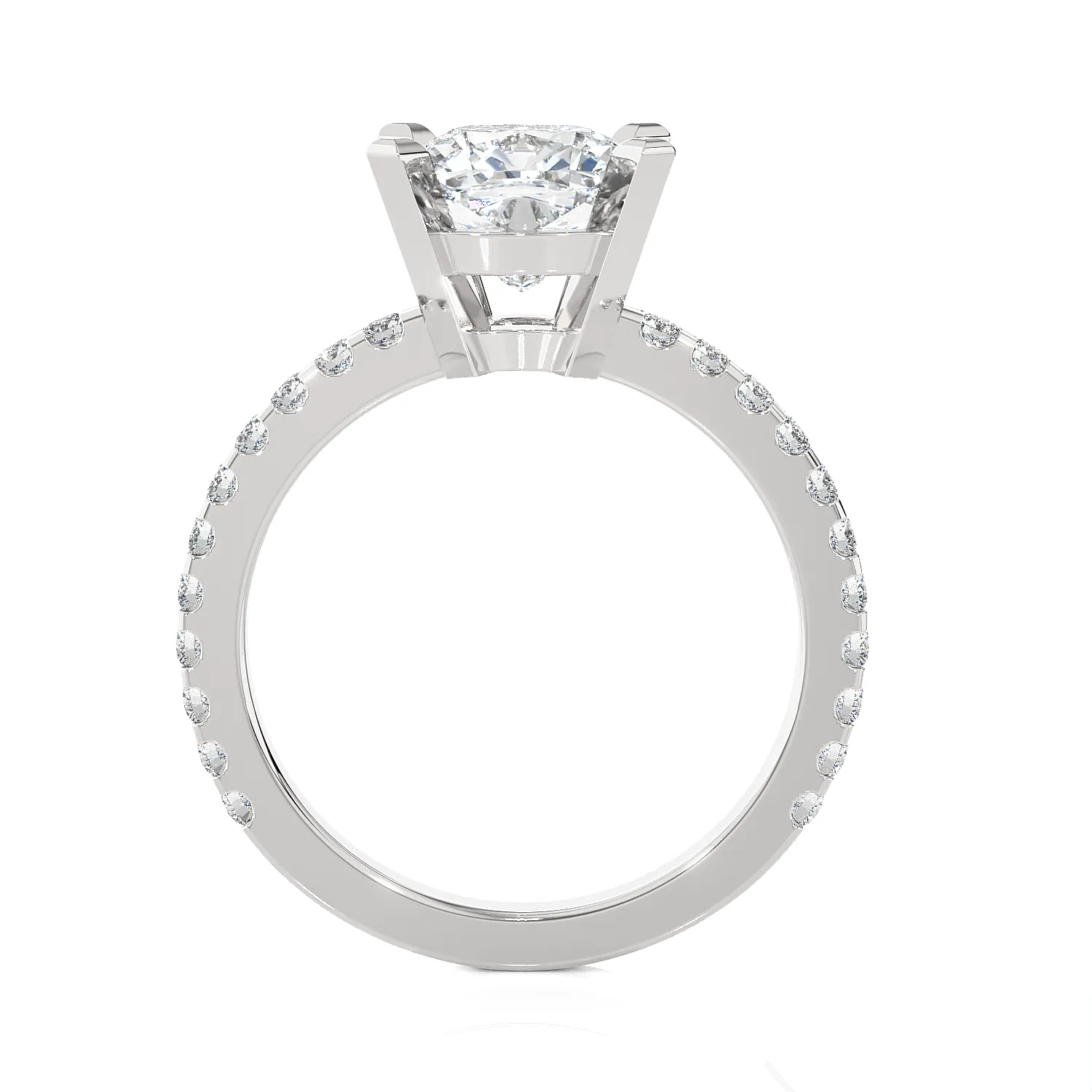 Cushion Cut Lab Grown Diamond Side Stone Engagement Ring