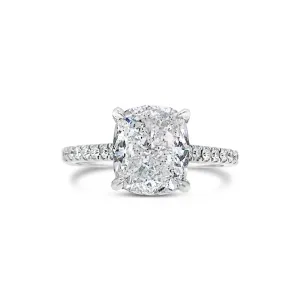 Cushion Diamond Engagement Ring with Pave Diamond Shank