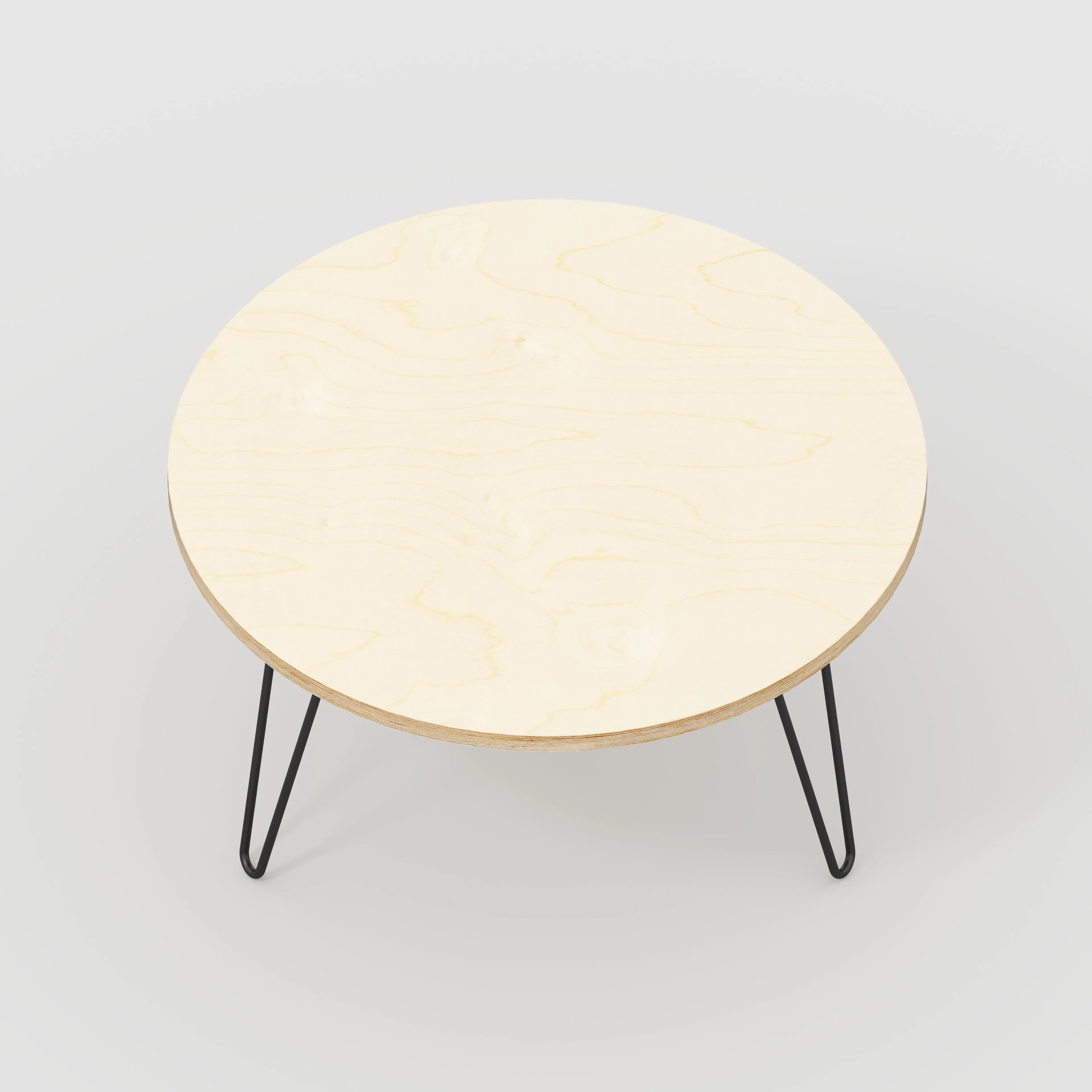 Custom Plywood Round Coffee Table with Hairpin Legs