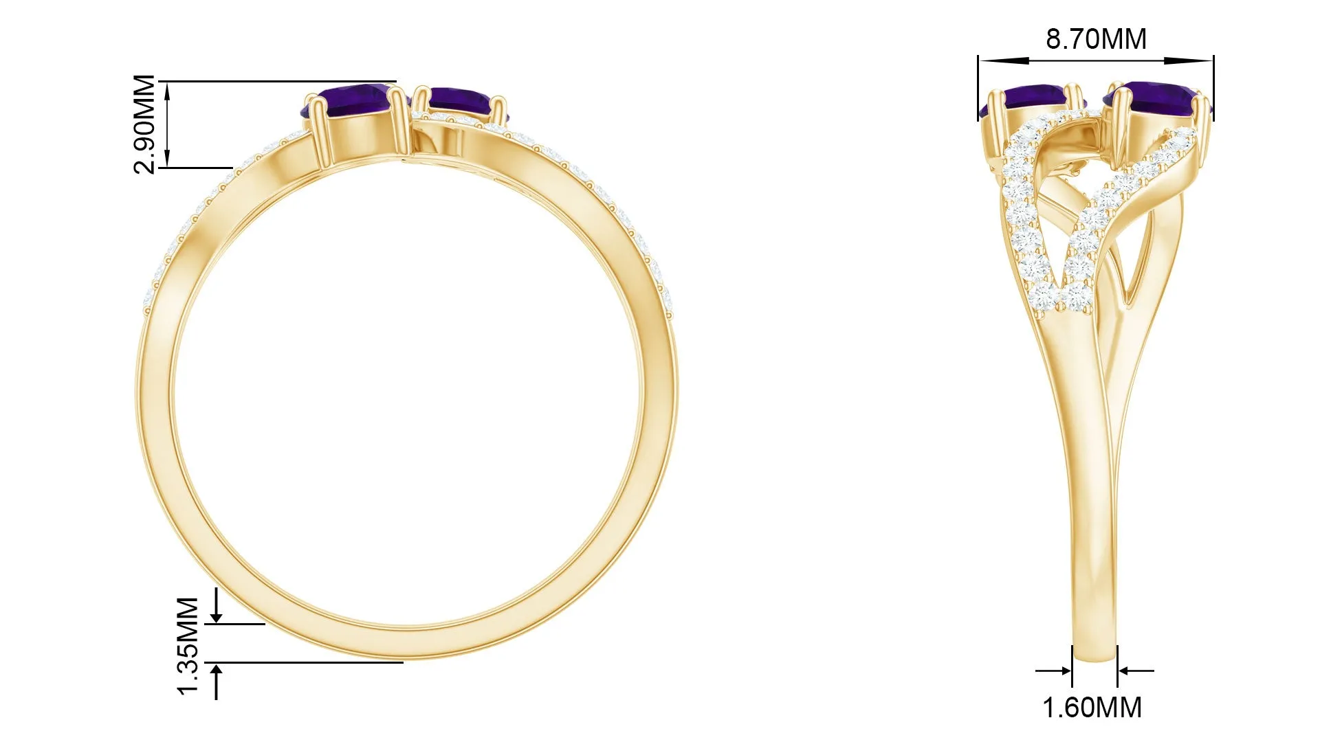 Designer Amethyst and Diamond Infinity Cocktail Ring