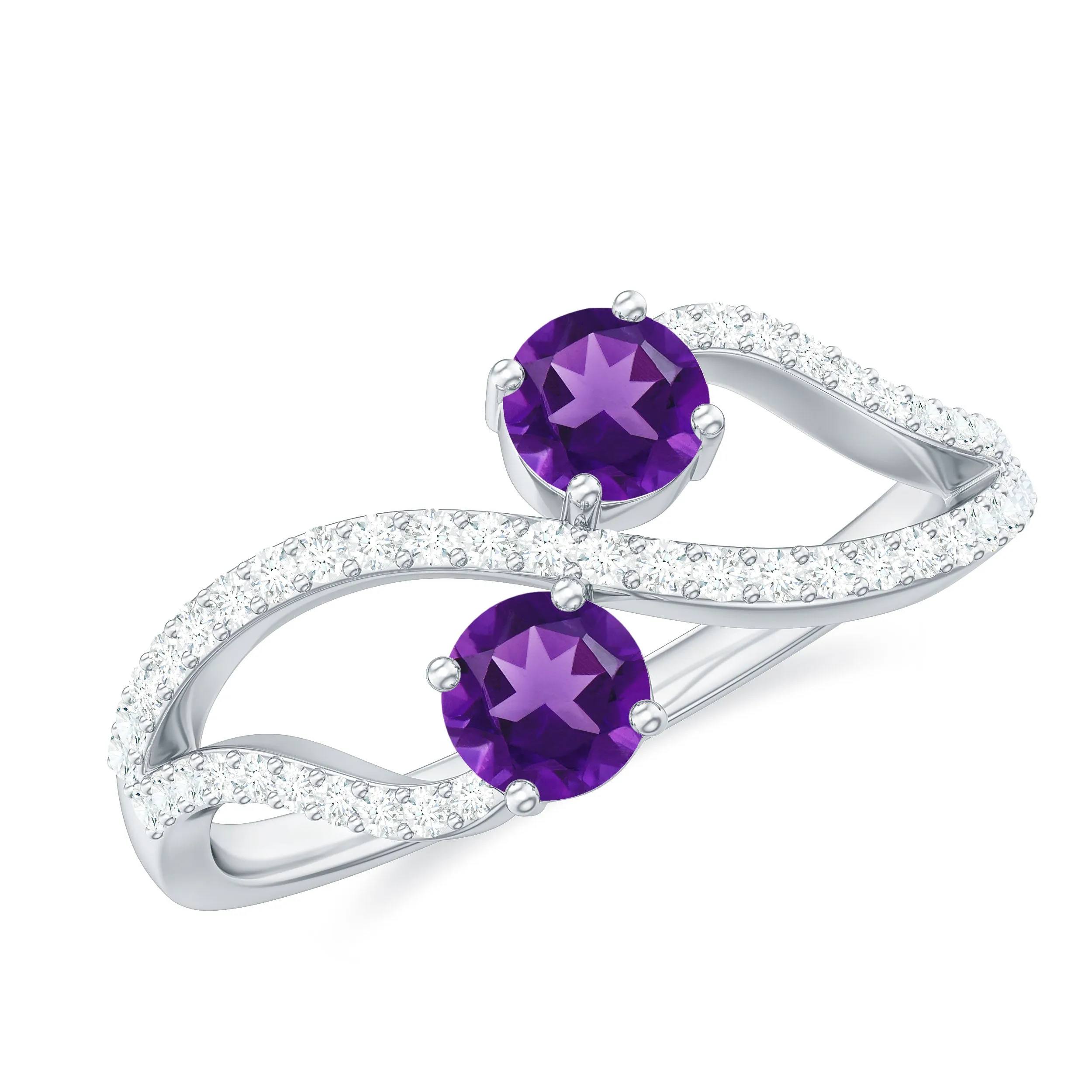 Designer Amethyst and Diamond Infinity Cocktail Ring