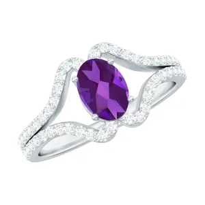 Designer Amethyst Engagement Ring with Diamond