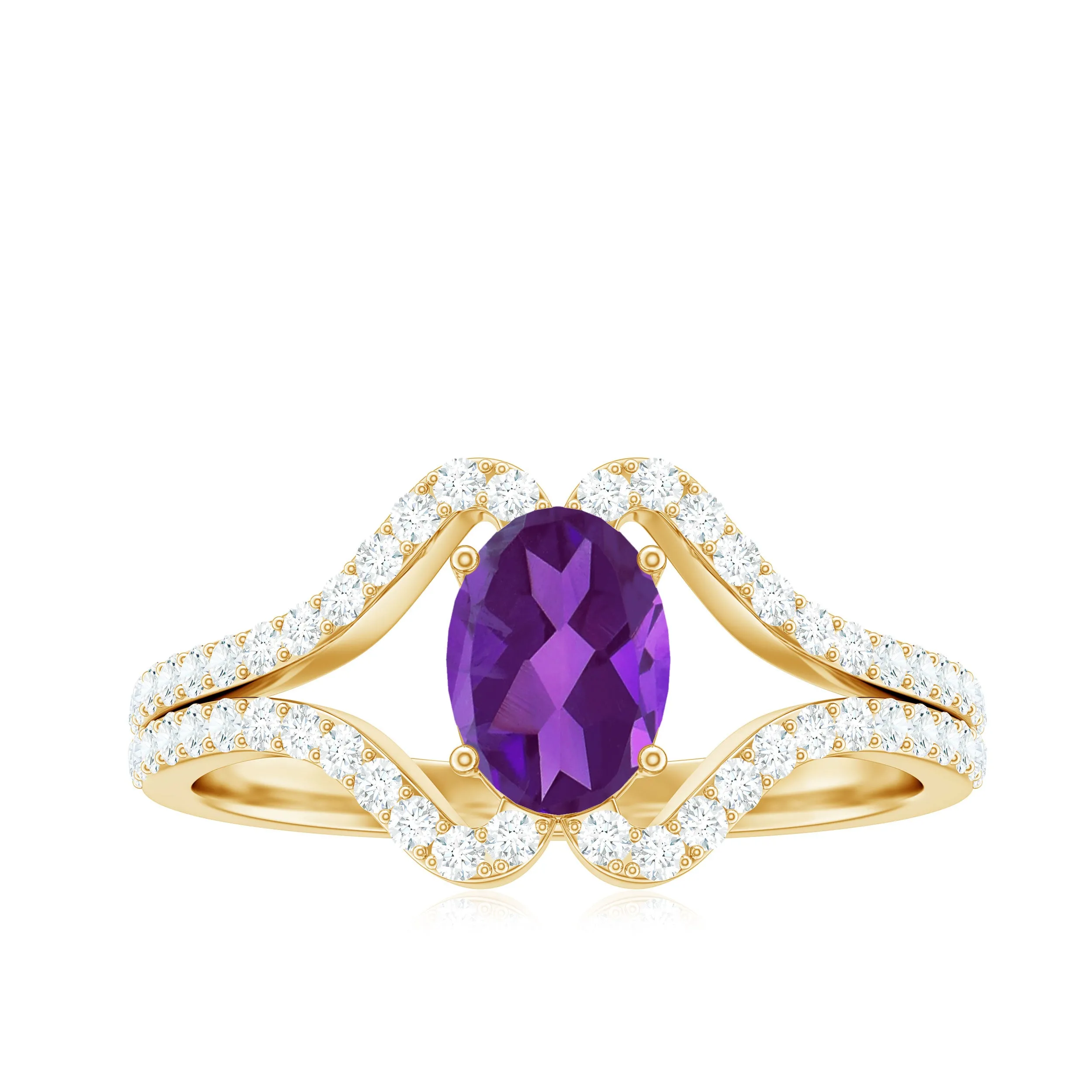 Designer Amethyst Engagement Ring with Diamond