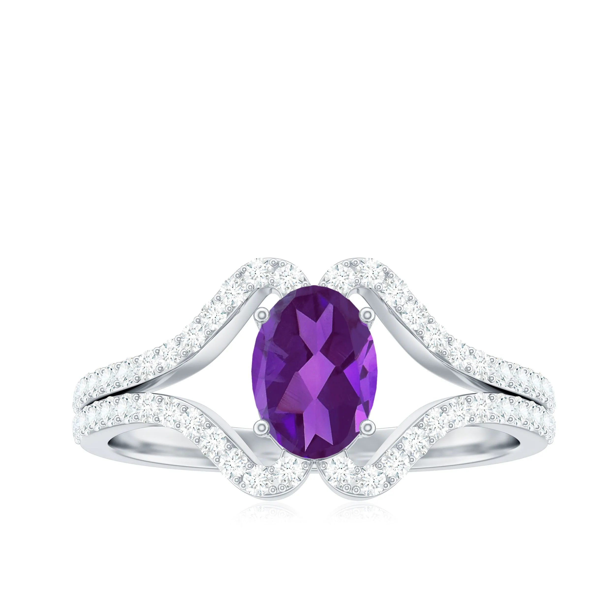 Designer Amethyst Engagement Ring with Diamond