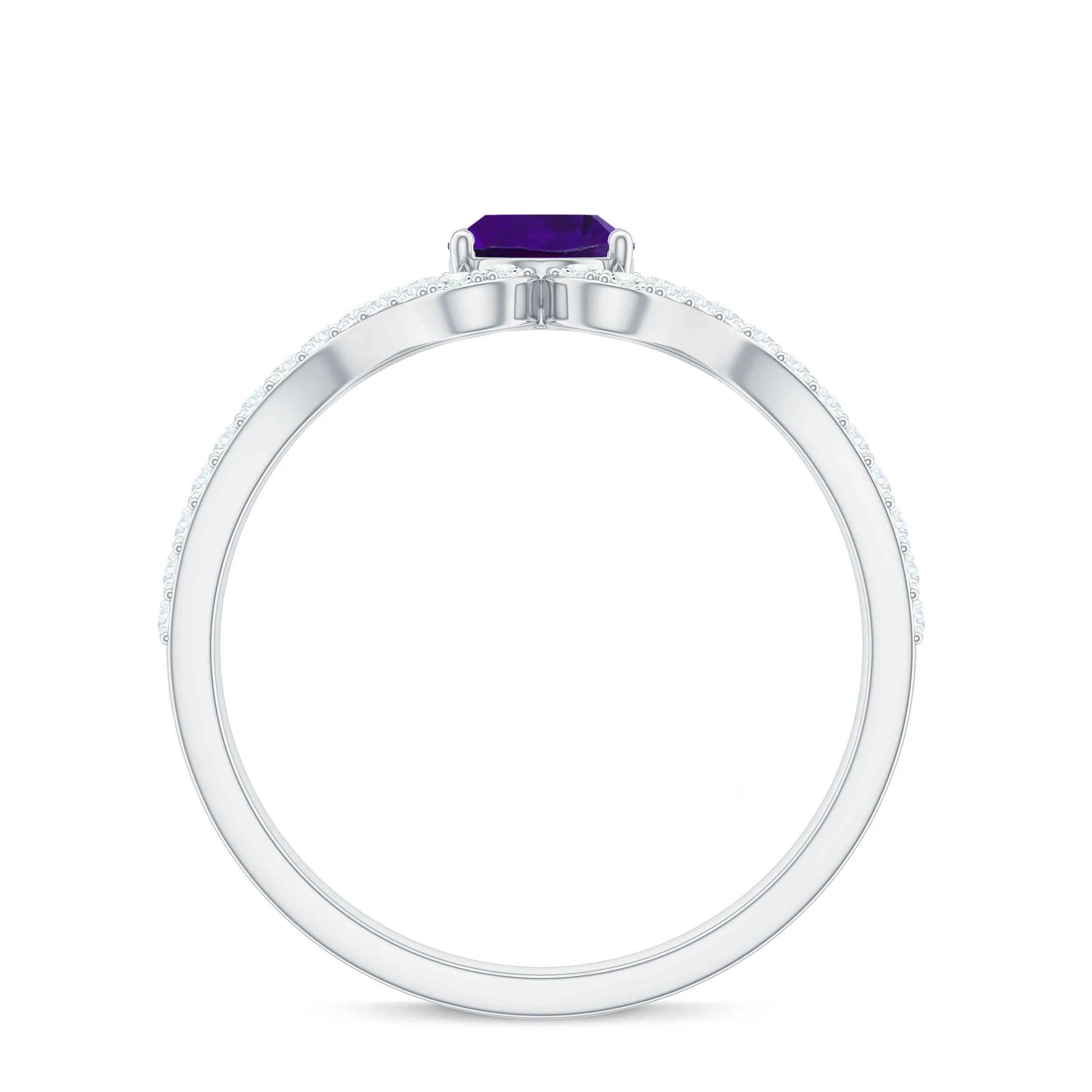 Designer Amethyst Engagement Ring with Diamond