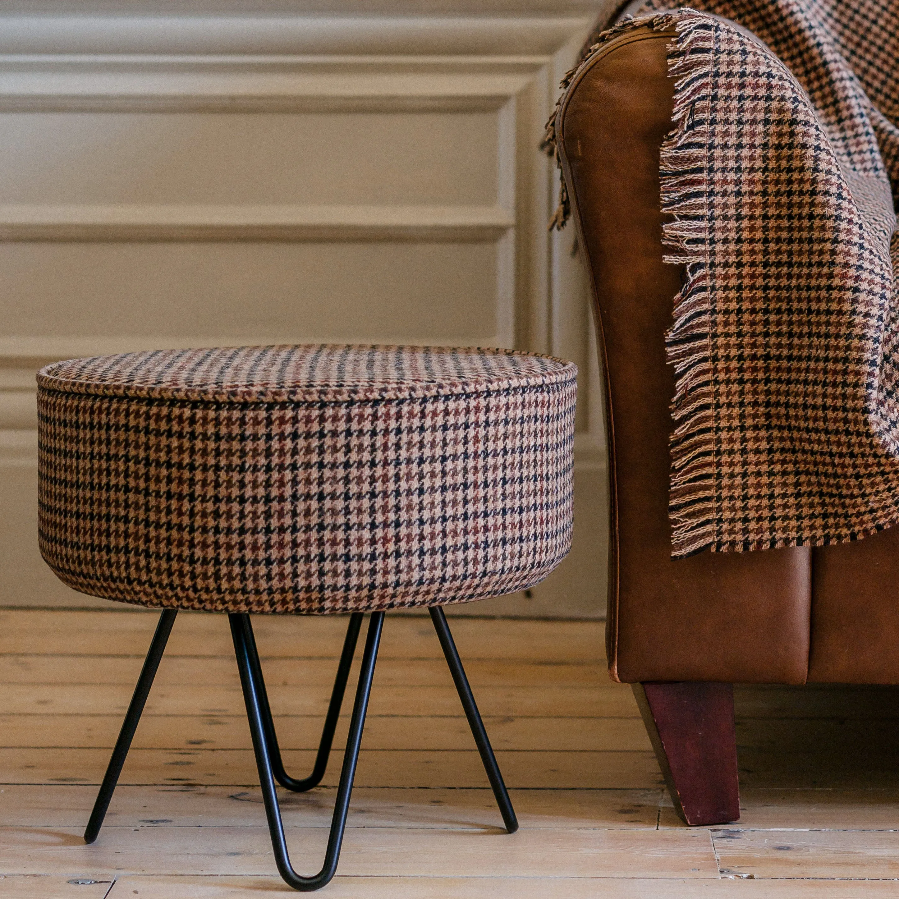 Dunmore Houndstooth Footstool