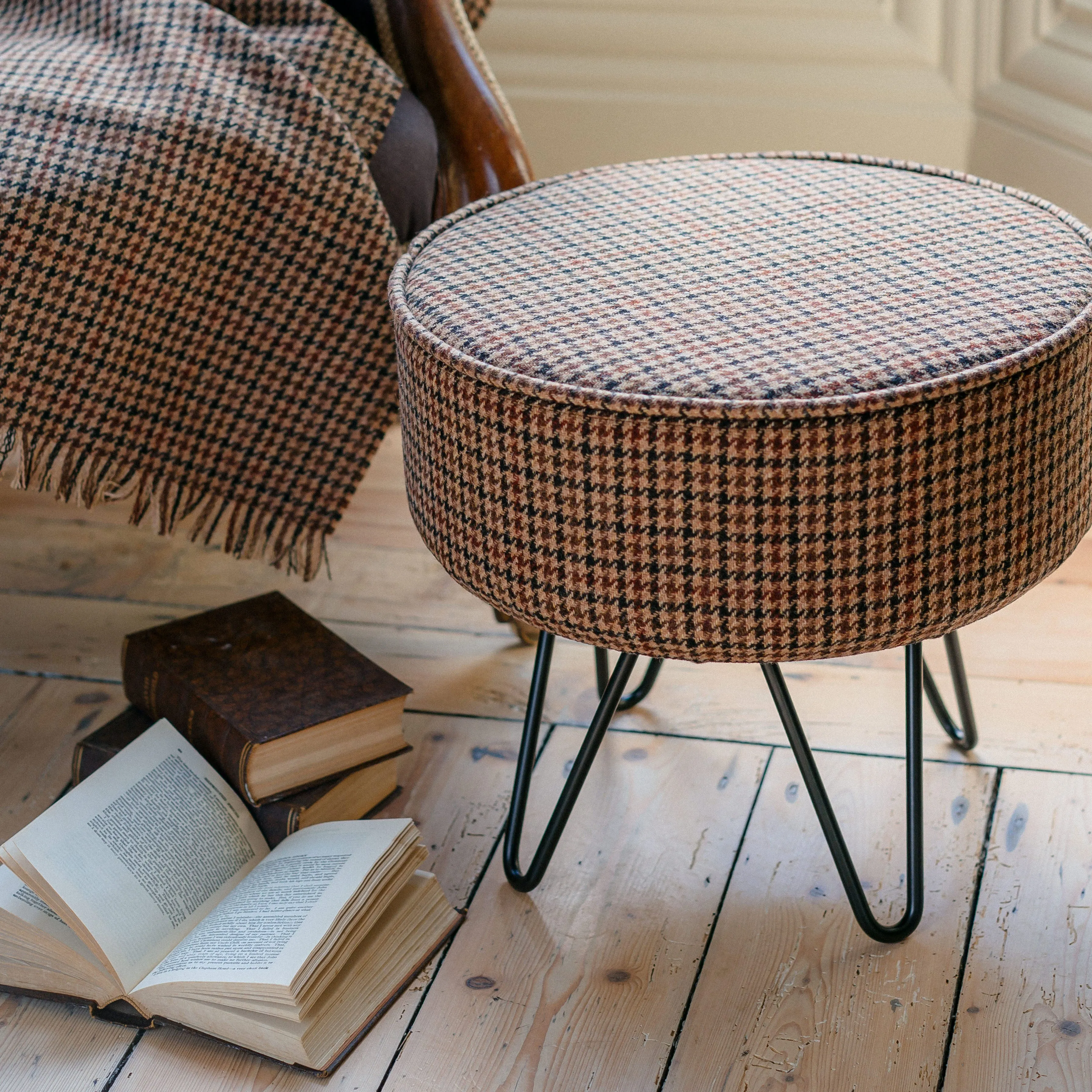 Dunmore Houndstooth Footstool