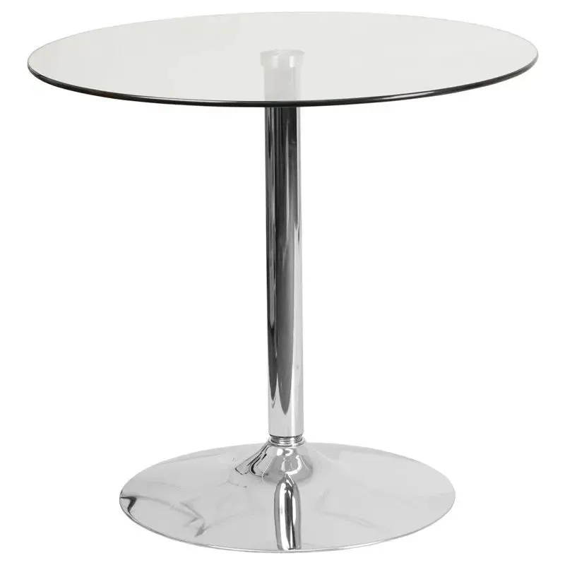 Dyersburg 31.5'' Round Glass Table w/29''H Chrome Base