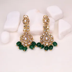 Earrings in Zircon Polkies and Jade