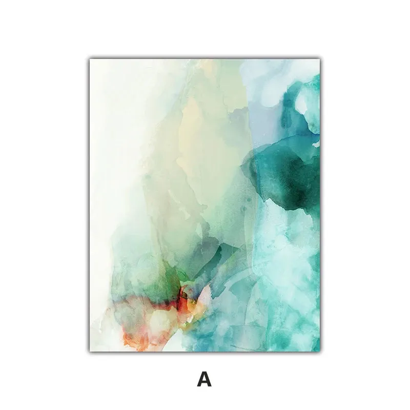 Ethereal Whispers Teal Emerald Aquamarine Abstract Wall Art Fine Art Canvas Prints Nordic Pictures For Modern Apartment Living Room Decor