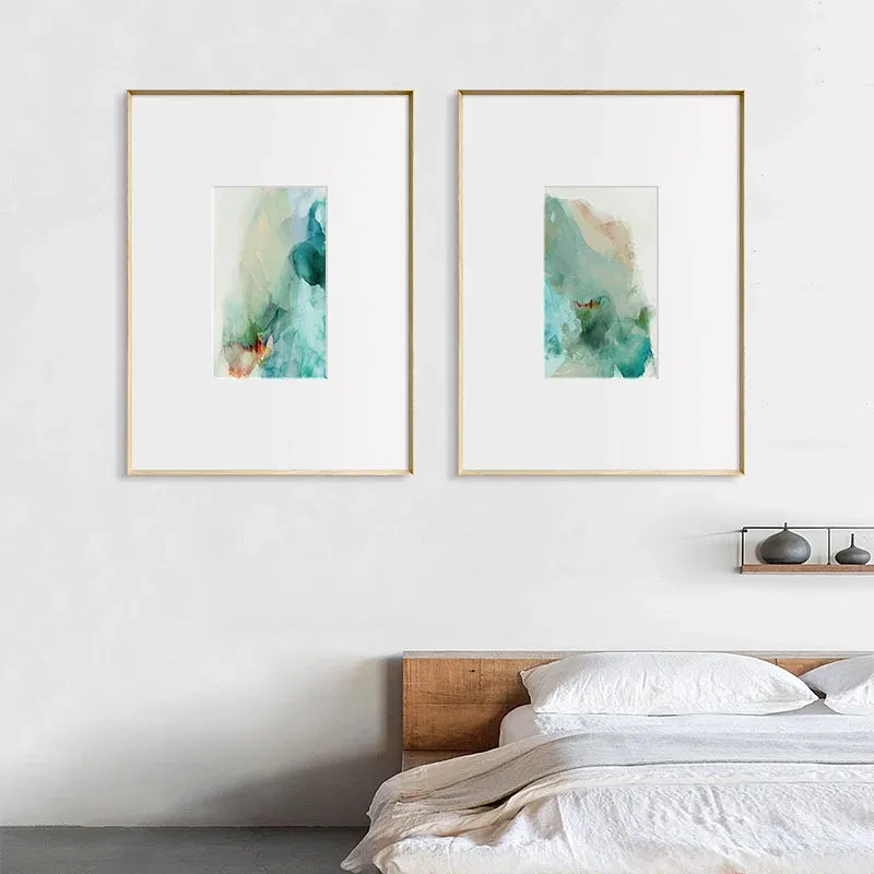 Ethereal Whispers Teal Emerald Aquamarine Abstract Wall Art Fine Art Canvas Prints Nordic Pictures For Modern Apartment Living Room Decor