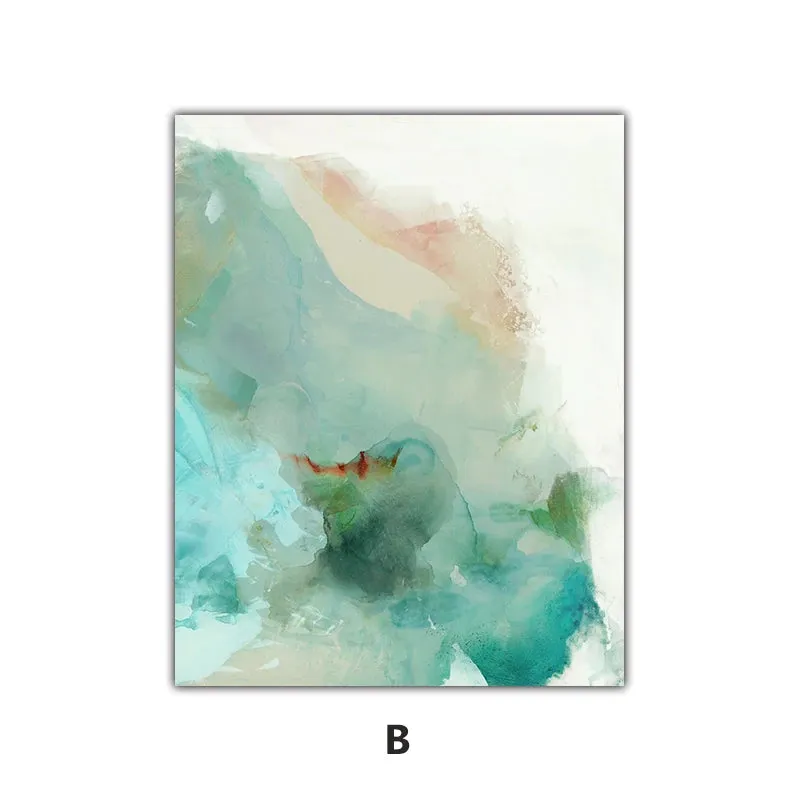 Ethereal Whispers Teal Emerald Aquamarine Abstract Wall Art Fine Art Canvas Prints Nordic Pictures For Modern Apartment Living Room Decor