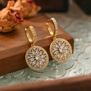 European and American retro ultra-shiny light luxury style earrings