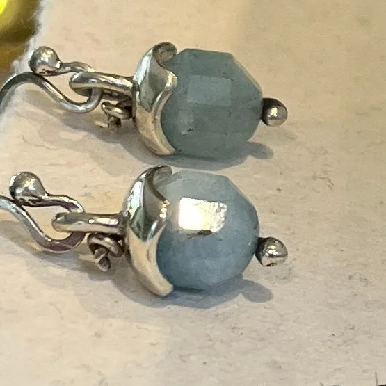 Faceted aquamarine drop earrings