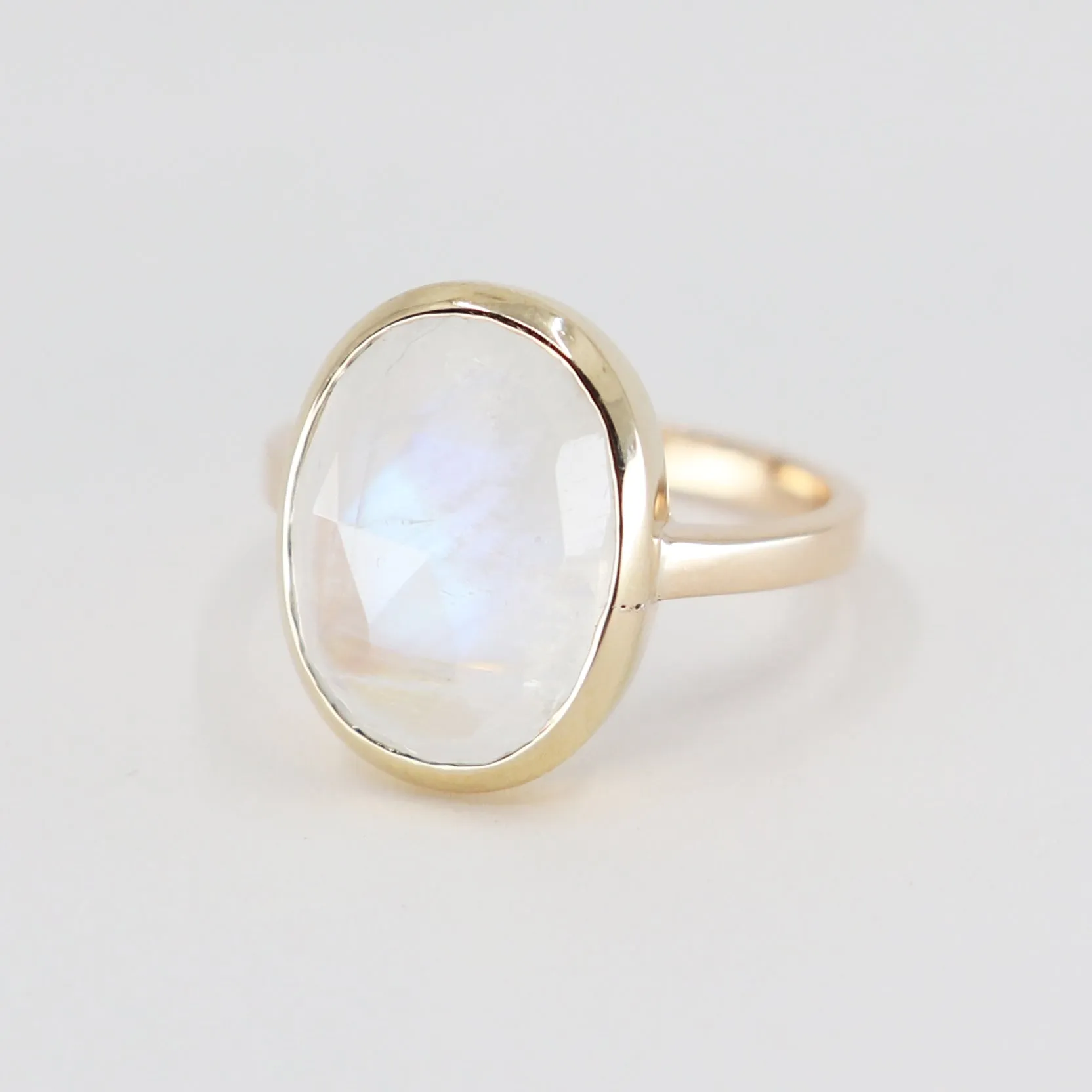 Faceted Oval Moonstone Ring