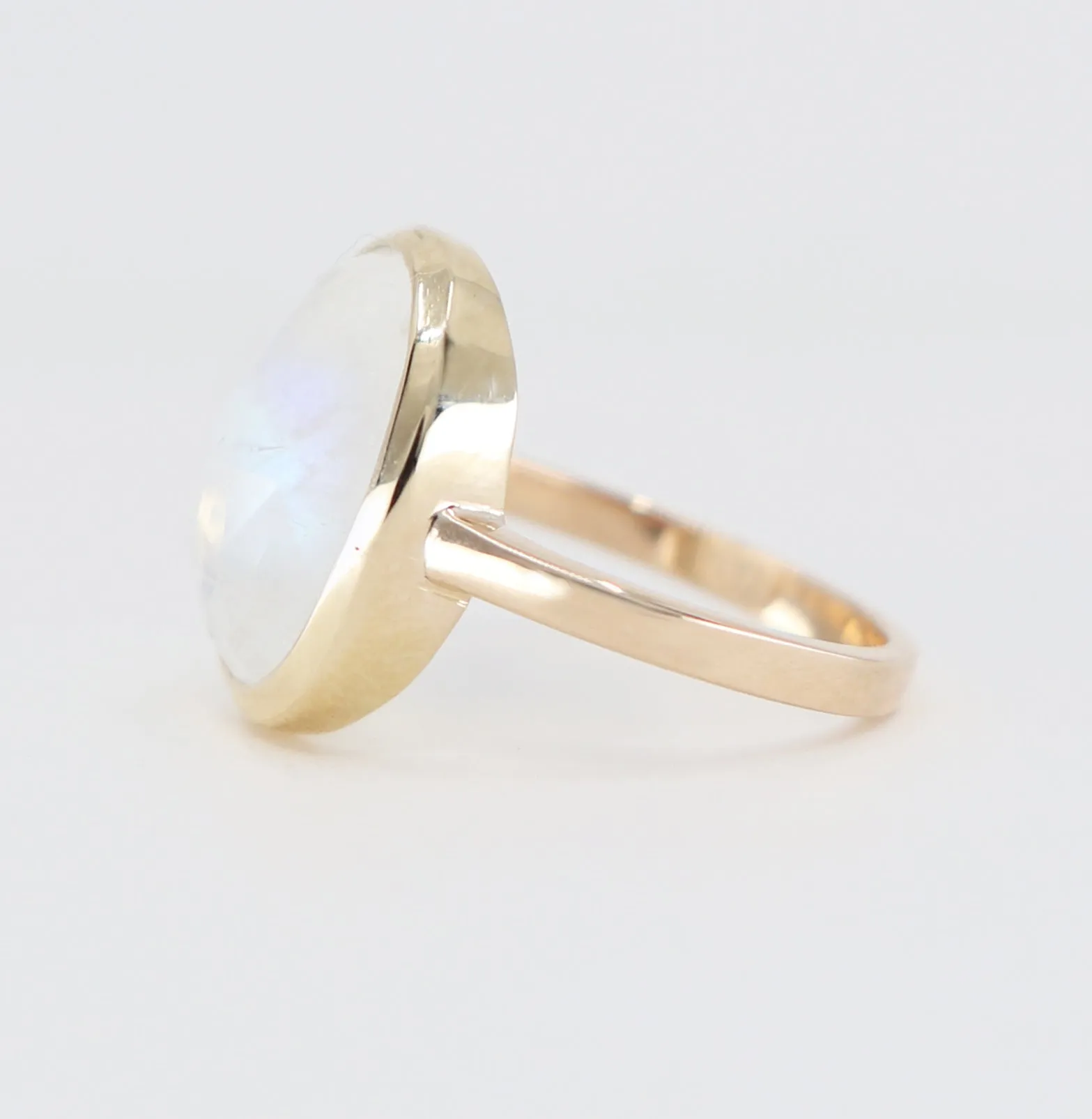 Faceted Oval Moonstone Ring