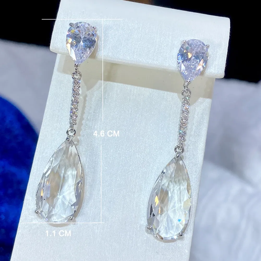 Fashion Cubic Zircon Water Drop Pendant Earrings for the Bride-Wedding Party Jewelry