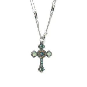 Flat Cross Pendant in "Forget Me Not" *Custom*