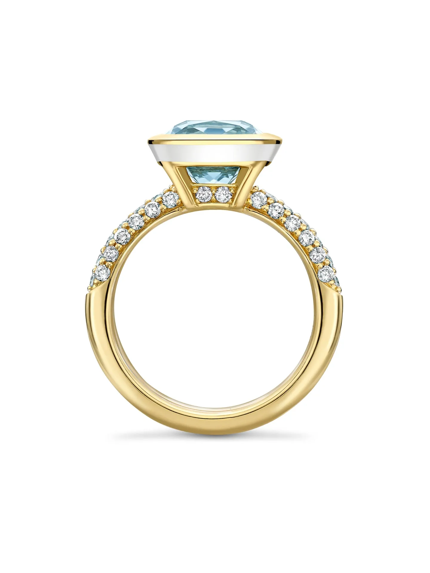 Florentine Dolce Vita Cushion Aquamarine Yellow Gold Ring