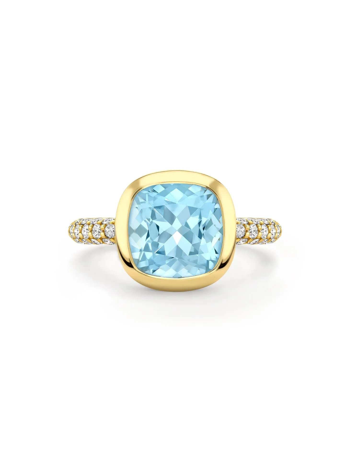 Florentine Dolce Vita Cushion Aquamarine Yellow Gold Ring