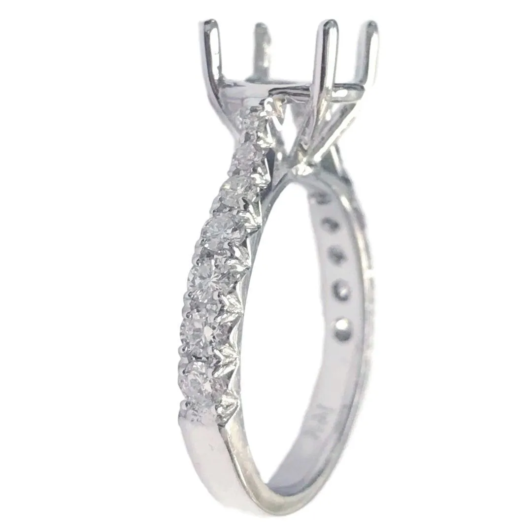 French Engagement Setting Bridal Set (1.28 ct Diamonds) in White Gold