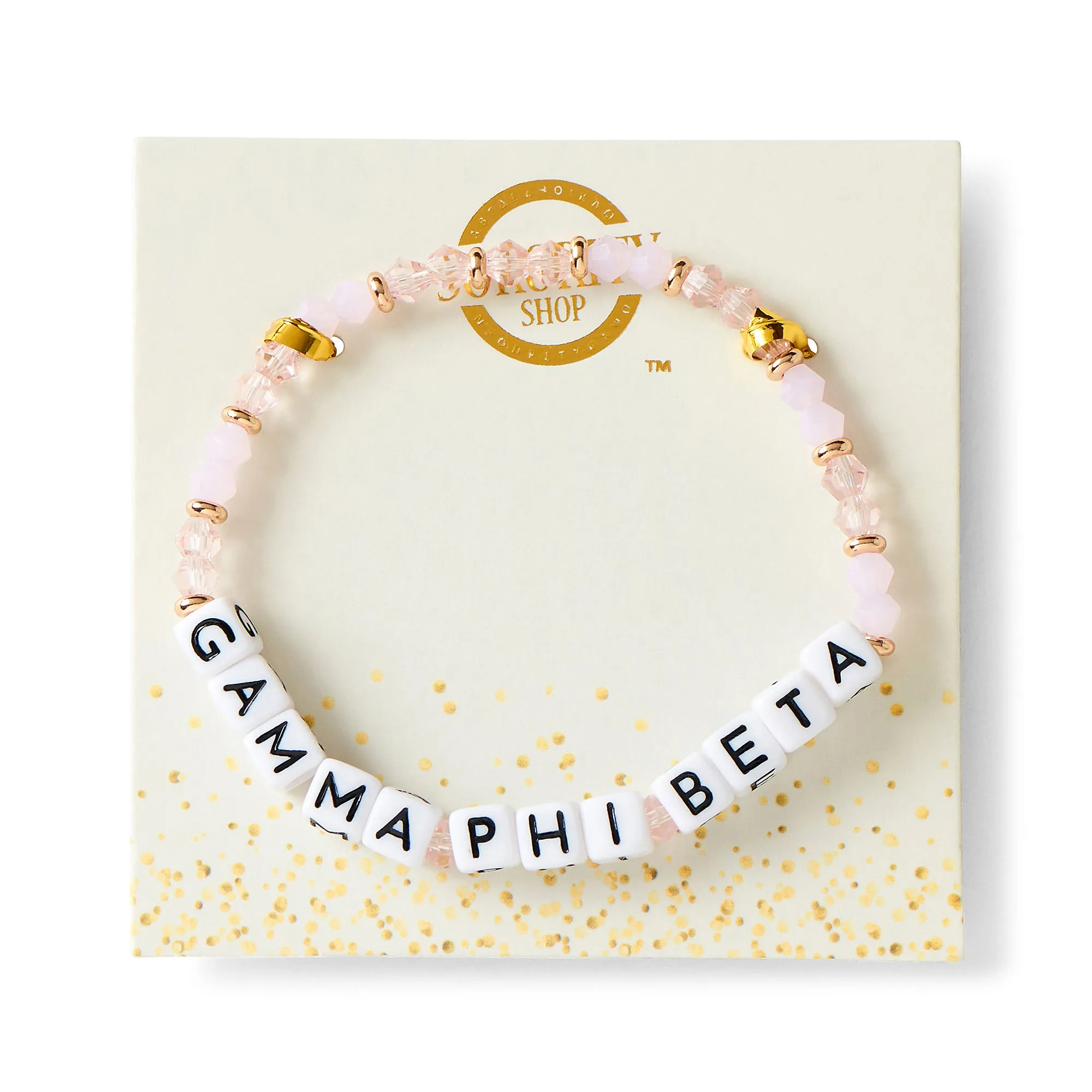 Gamma Phi Beta Bracelet With Glass Beads and 18K Gold Accent Beads