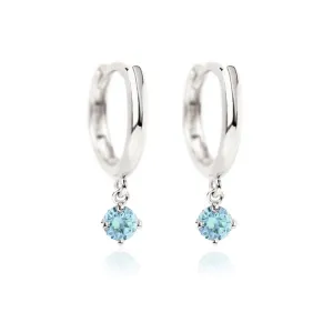 Gemstone Dangle Huggies Aquamarine