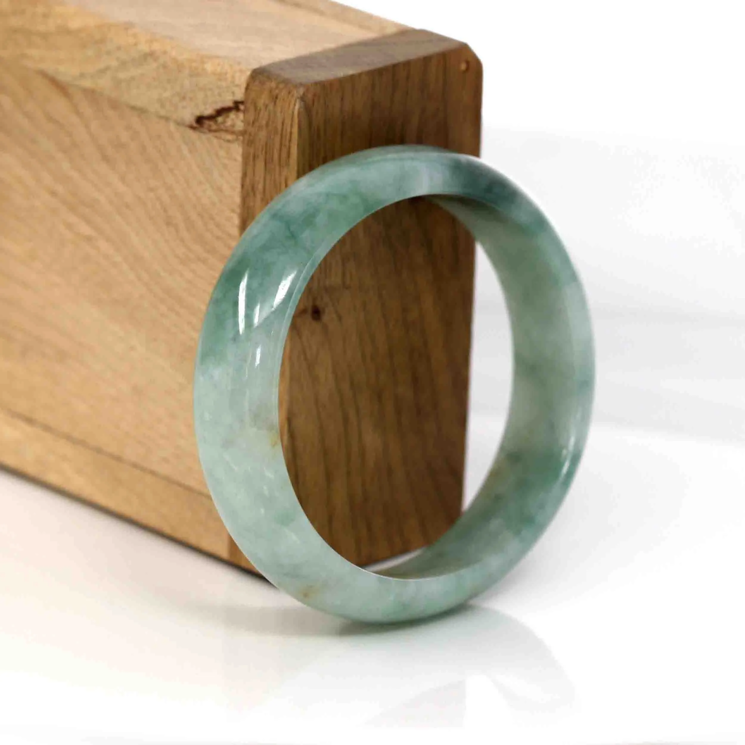 Genuine Burmese Blue-green Jadeite Jade Oval Bangle (52.75 mm) #284