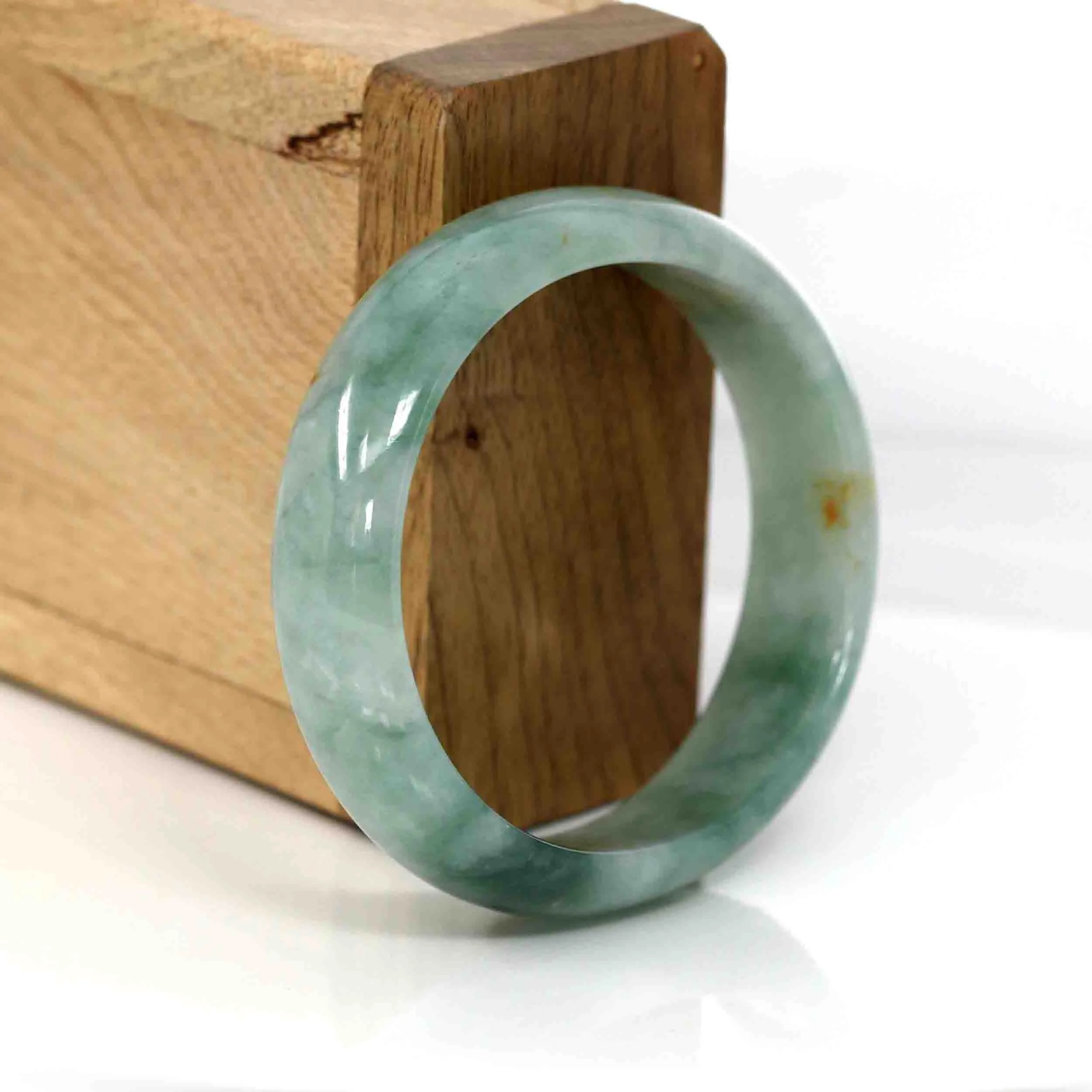 Genuine Burmese Blue-green Jadeite Jade Oval Bangle (52.75 mm) #284