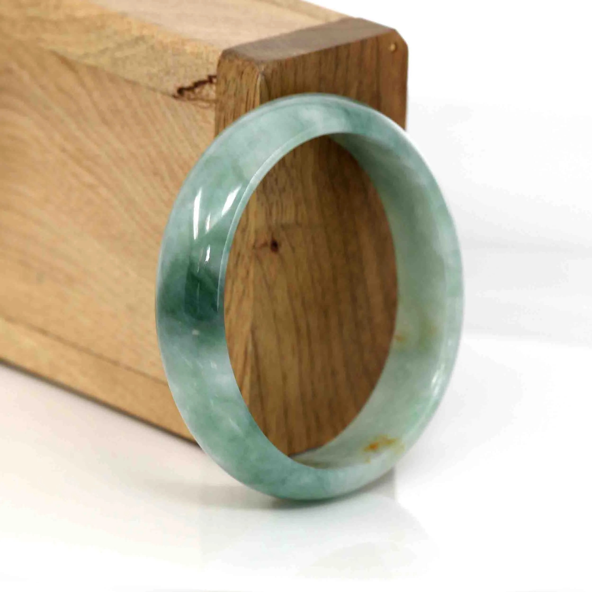 Genuine Burmese Blue-green Jadeite Jade Oval Bangle (52.75 mm) #284