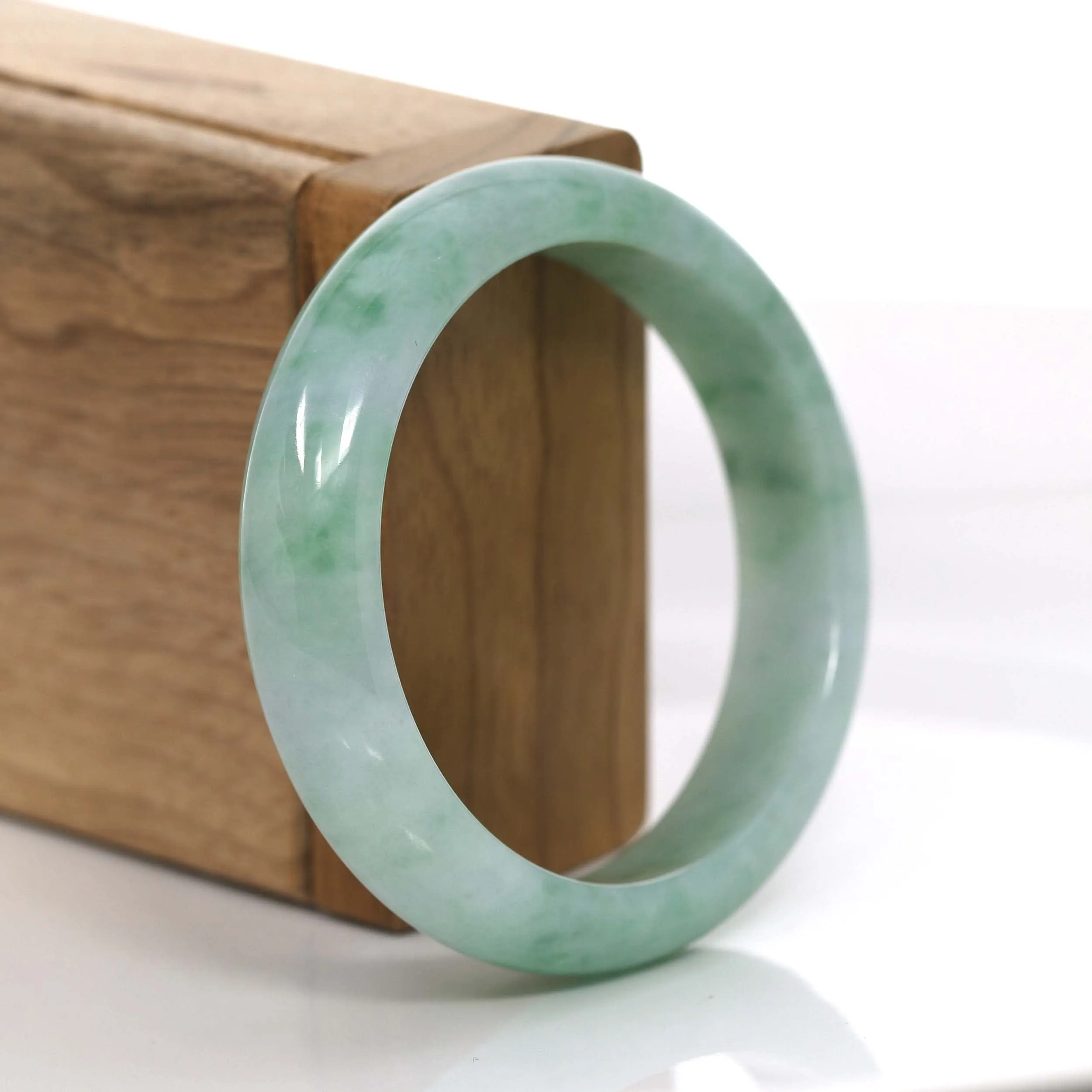 Genuine Burmese Green Jadeite Jade Bangle Bracelet (54.19 mm) #710