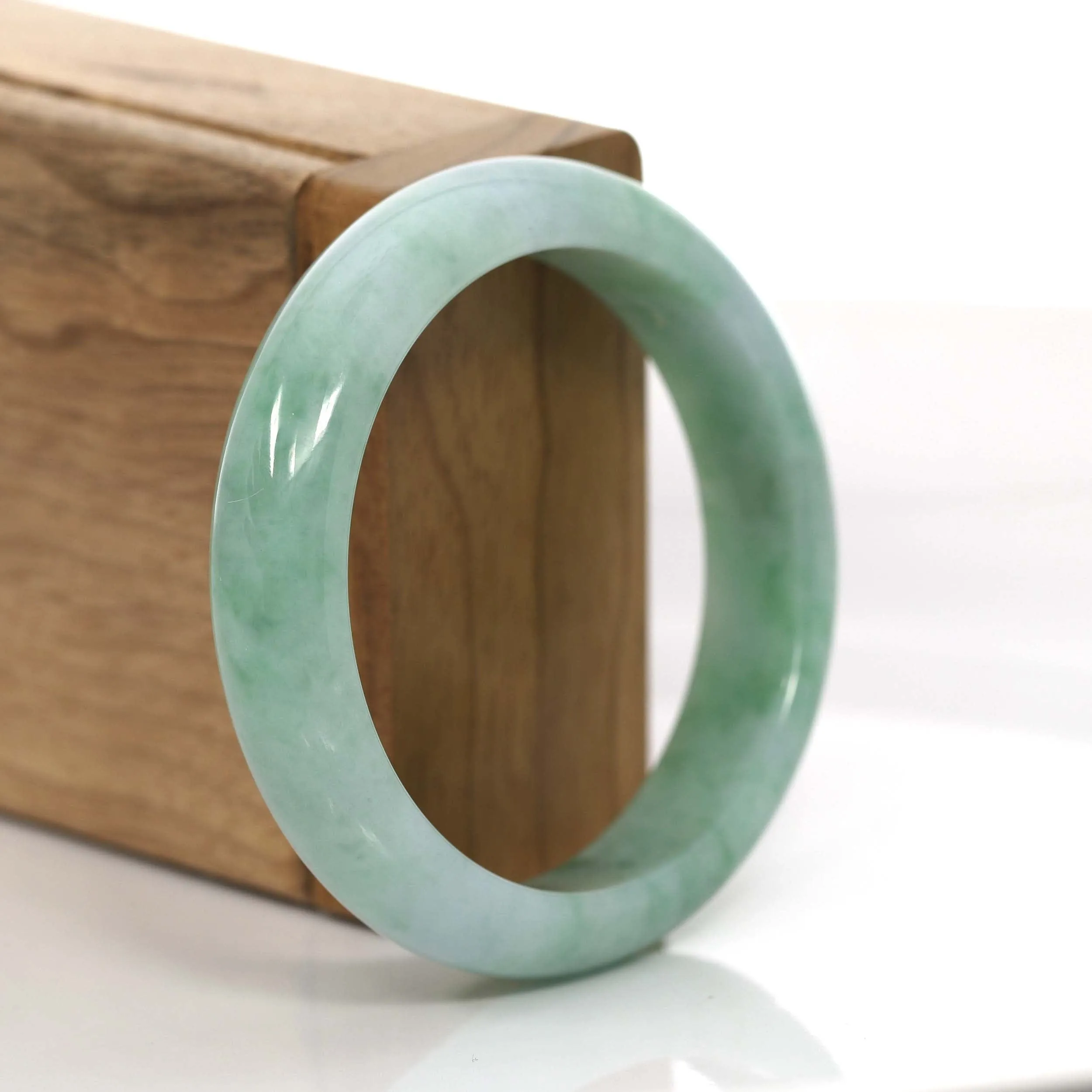 Genuine Burmese Green Jadeite Jade Bangle Bracelet (54.19 mm) #710