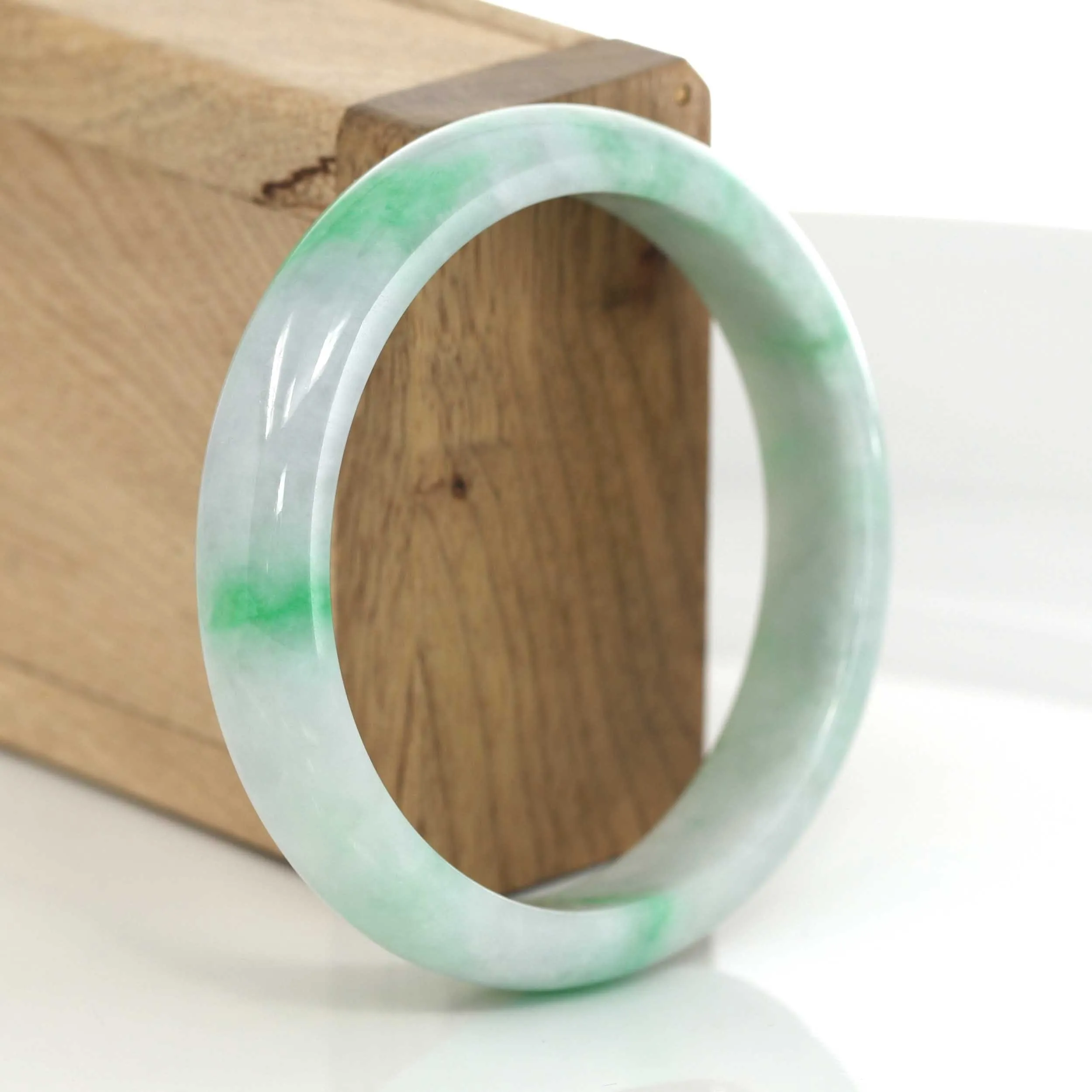 Genuine Burmese Lavender & Green Jadeite Jade Bangle Bracelet (56.23 mm) #638