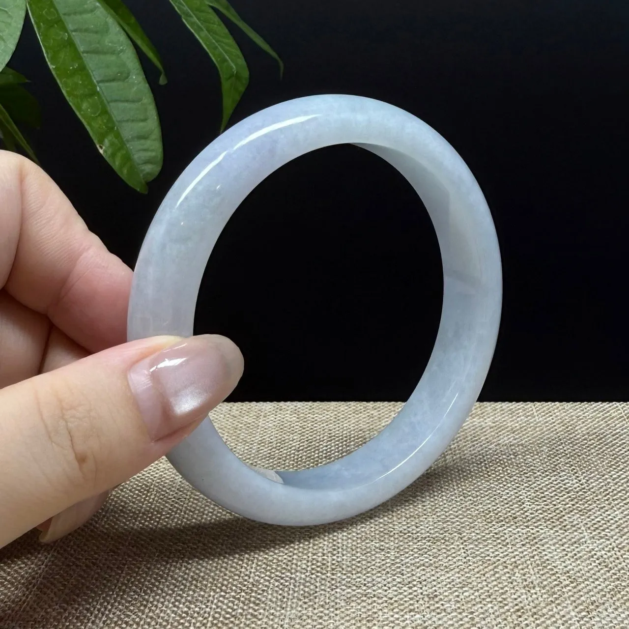 Genuine Burmese Lavender Green Jade Jadeite Bangle Bracelet ( 62.8mm )