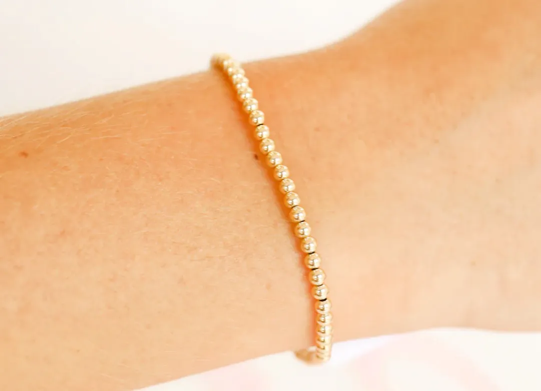 Gold Beaded Bracelet 3mm