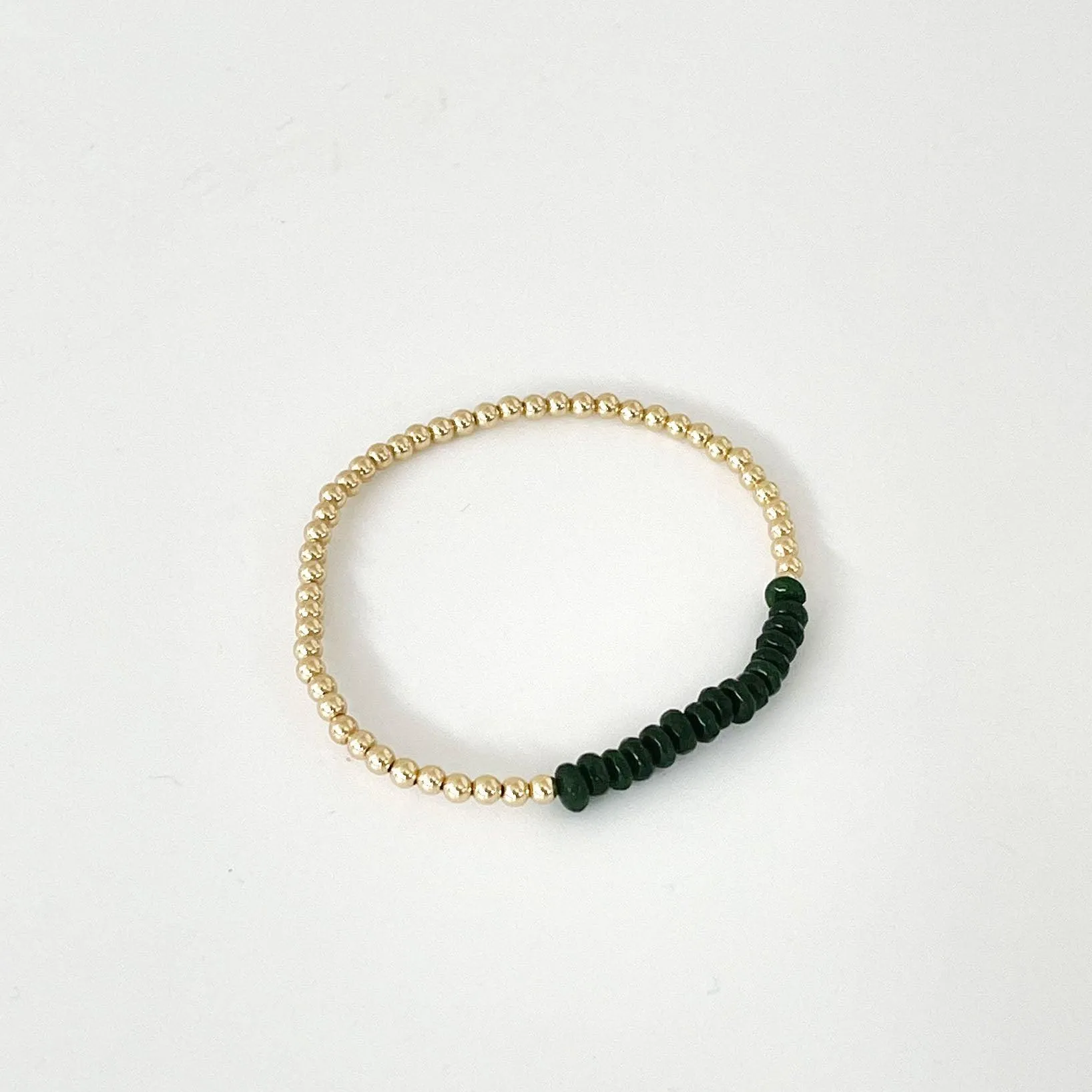 Gold Plated Bracelet with Green Jade