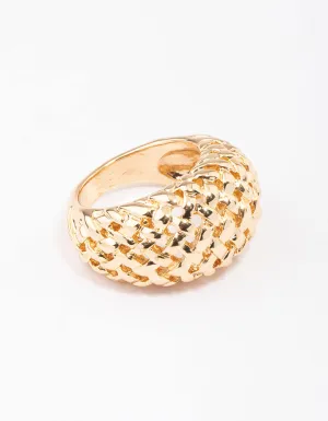 Gold Plated Woven Dome Cocktail Ring