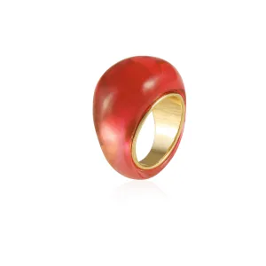 Goldtone Mixed Red Cocktail Ring