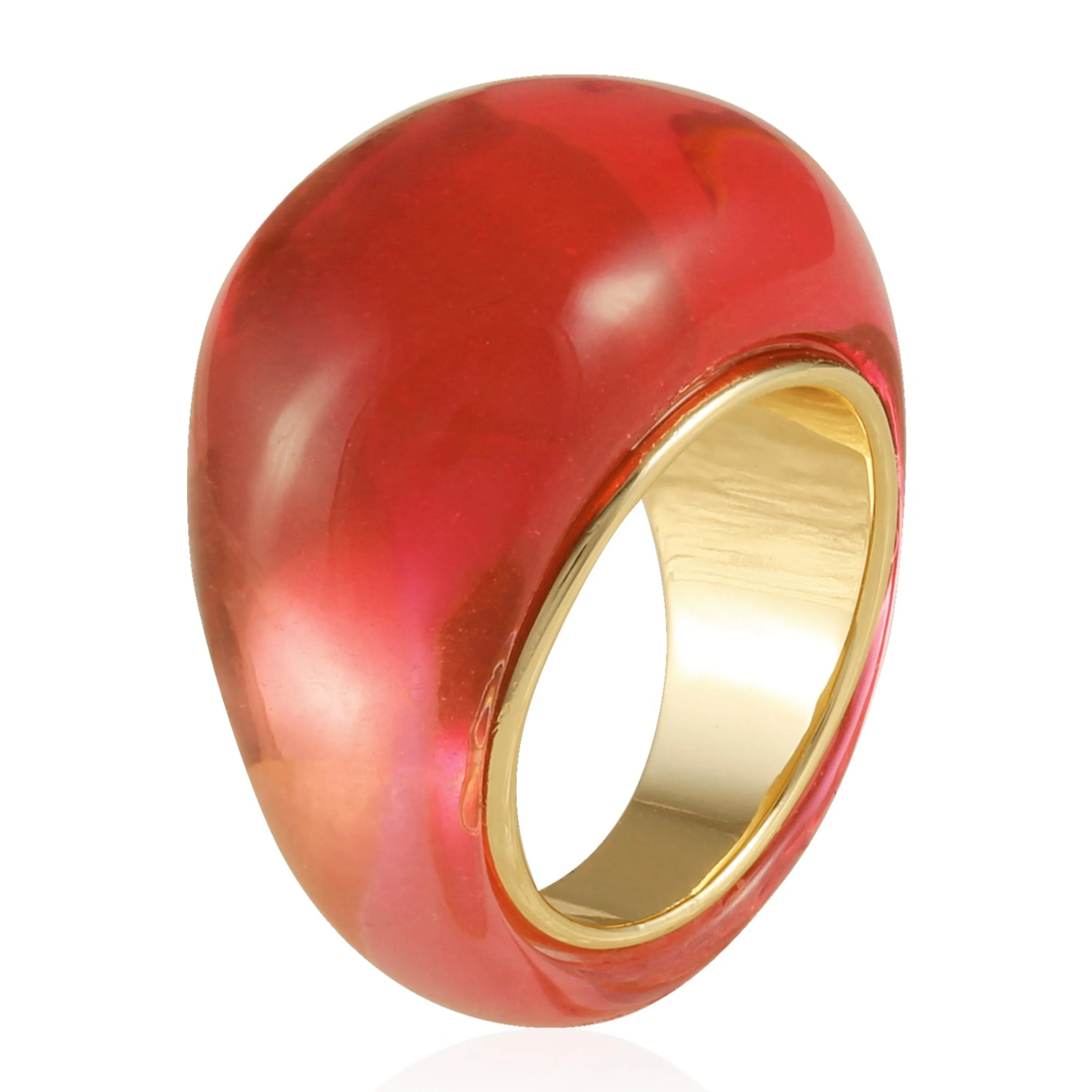 Goldtone Mixed Red Cocktail Ring