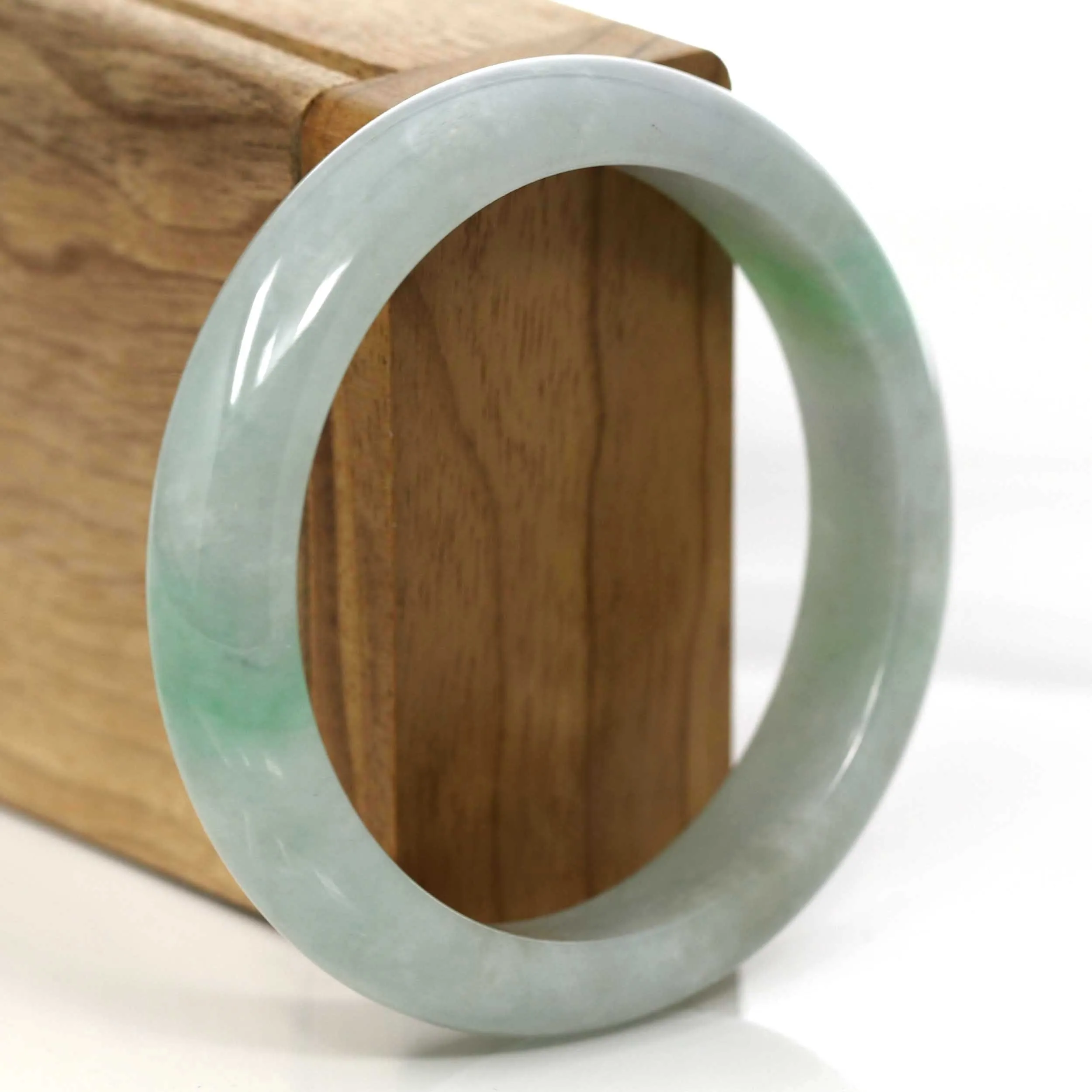 Green Burmese Jadeite Jade Bangle Bracelet (56.37 mm) #647