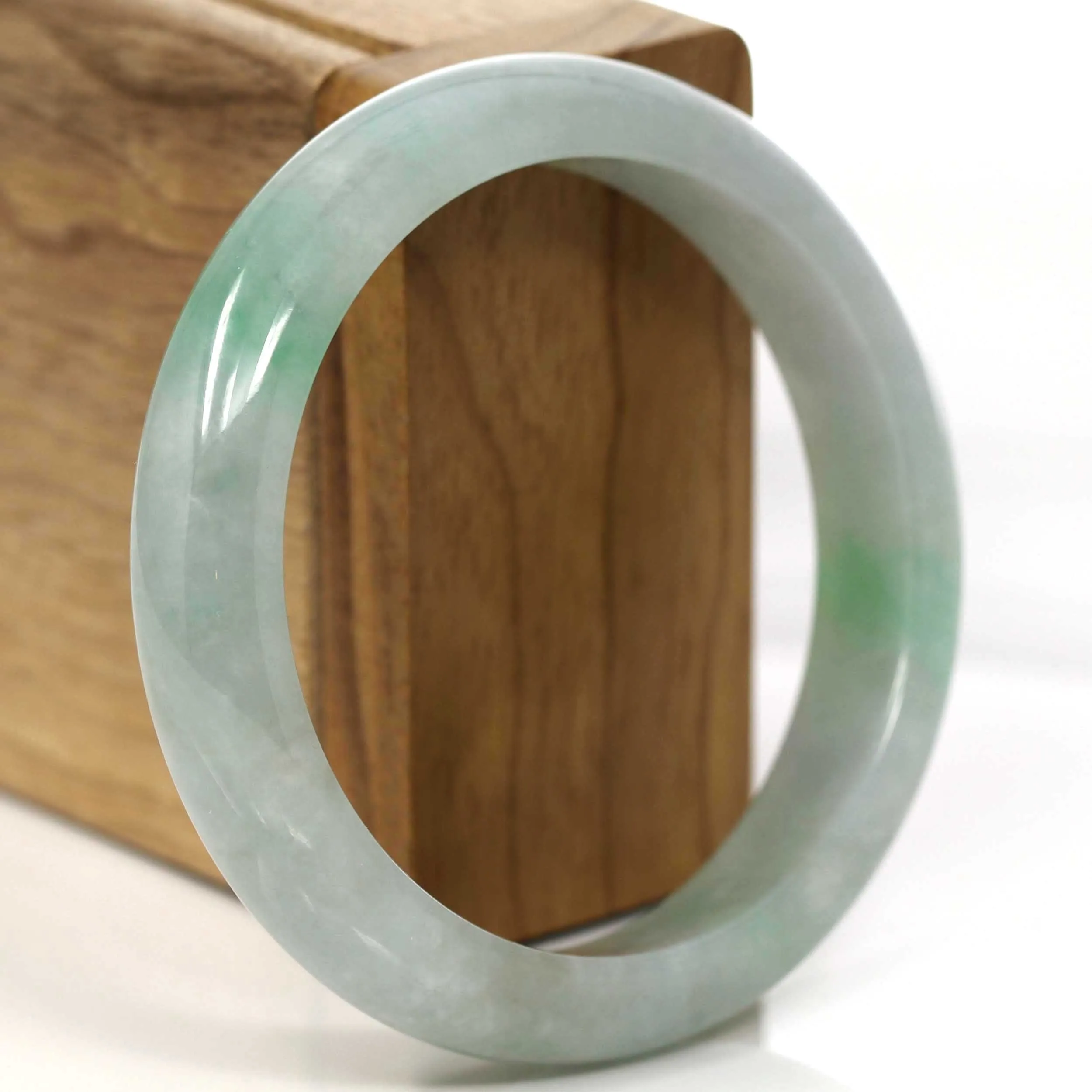 Green Burmese Jadeite Jade Bangle Bracelet (56.37 mm) #647