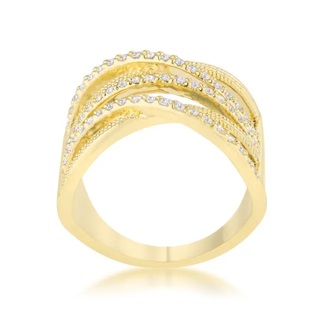 Greta 18k Gold Wide Cocktail Cable  Ring | 0.8ct