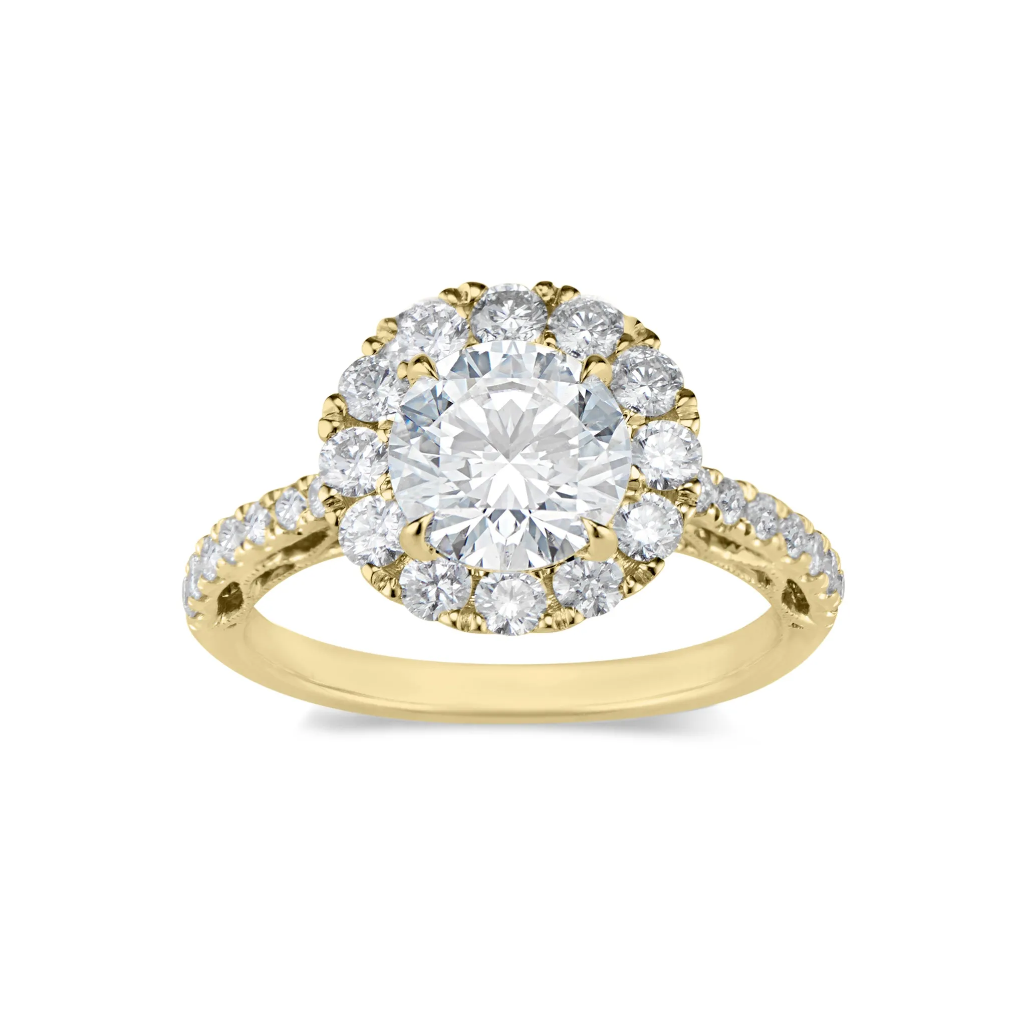 Halo Diamond Engagement Ring with Filigree