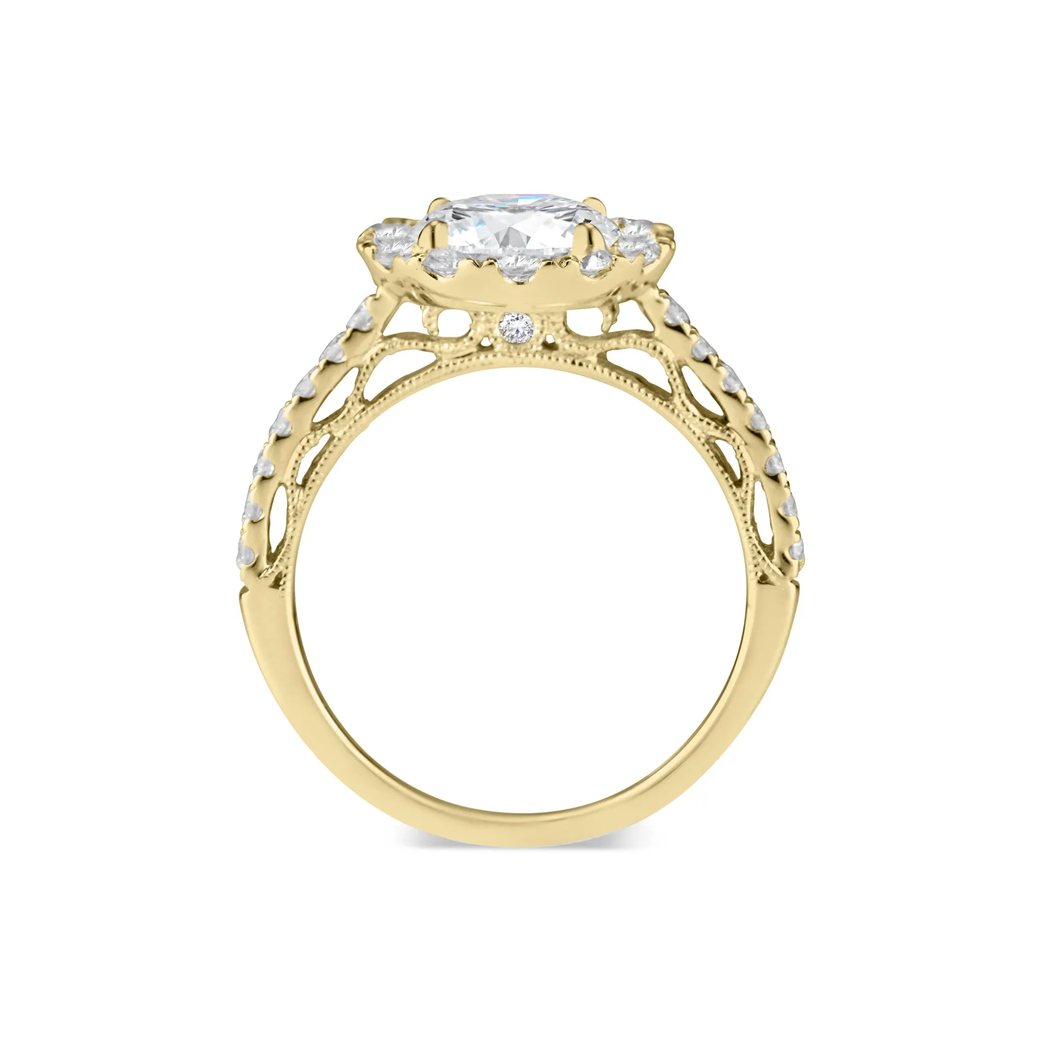 Halo Diamond Engagement Ring with Filigree