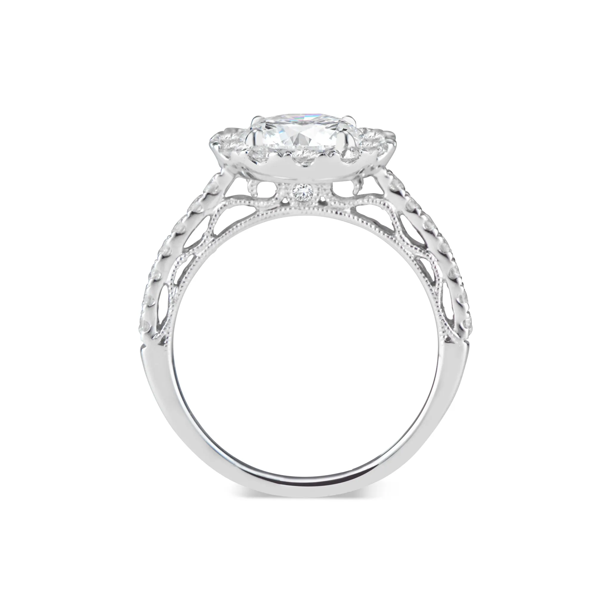 Halo Diamond Engagement Ring with Filigree