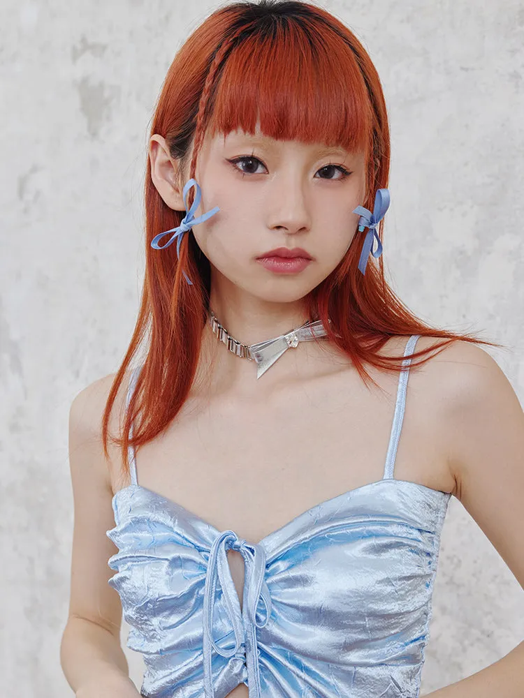 Handmade silver bow necklace ＆ bow hairpin【s0000002504】