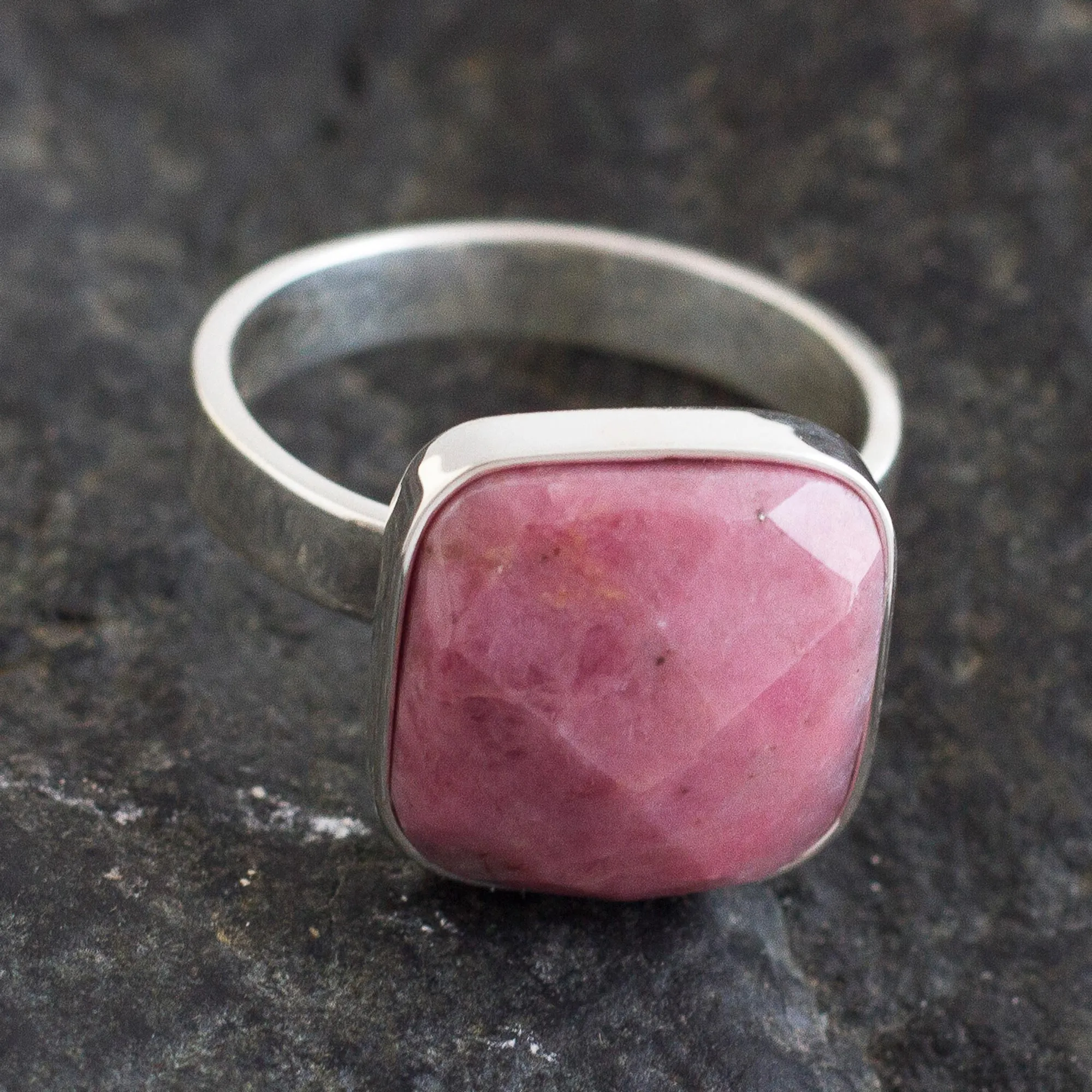 Handmade Sterling and Rhodonite Ring - Equanimity | NOVICA