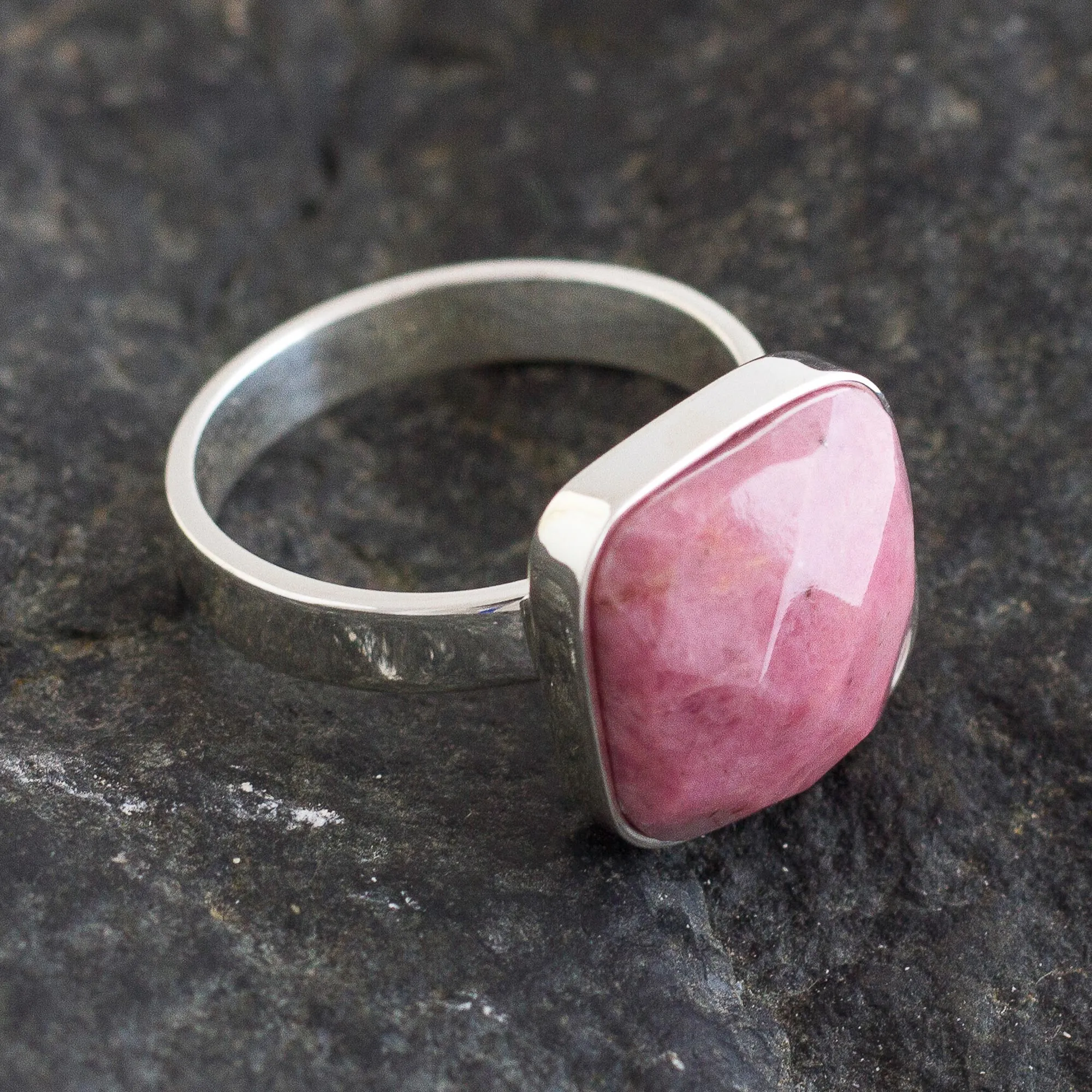 Handmade Sterling and Rhodonite Ring - Equanimity | NOVICA