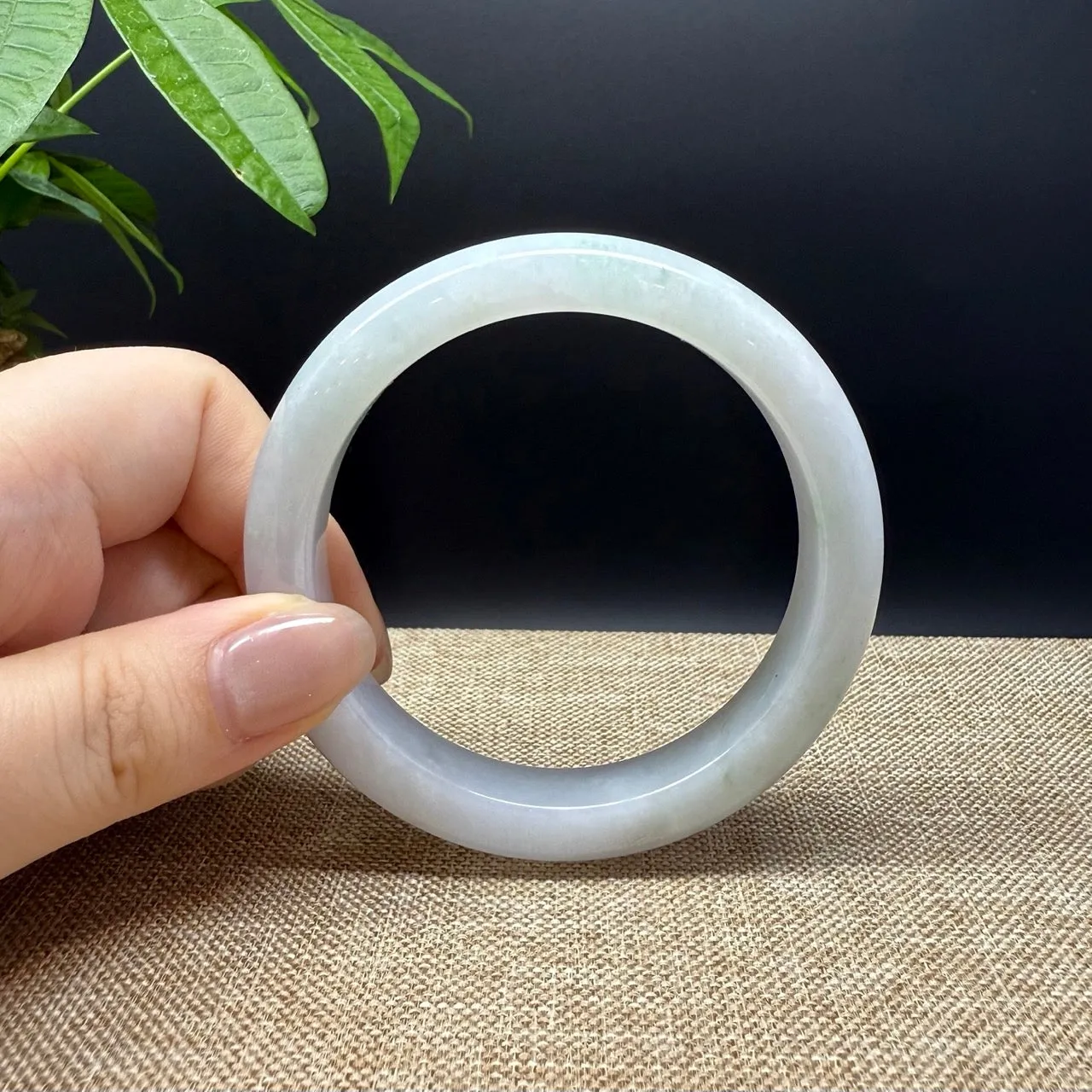 High end Genuine Burmese Lavender Green Jade Jadeite Bangle Bracelet ( 58.9mm )